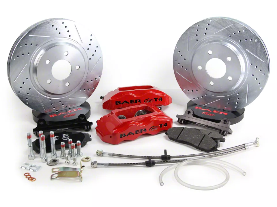 Baer Track4 Front Big Brake Kit with 13-Inch Rotors; Red Calipers