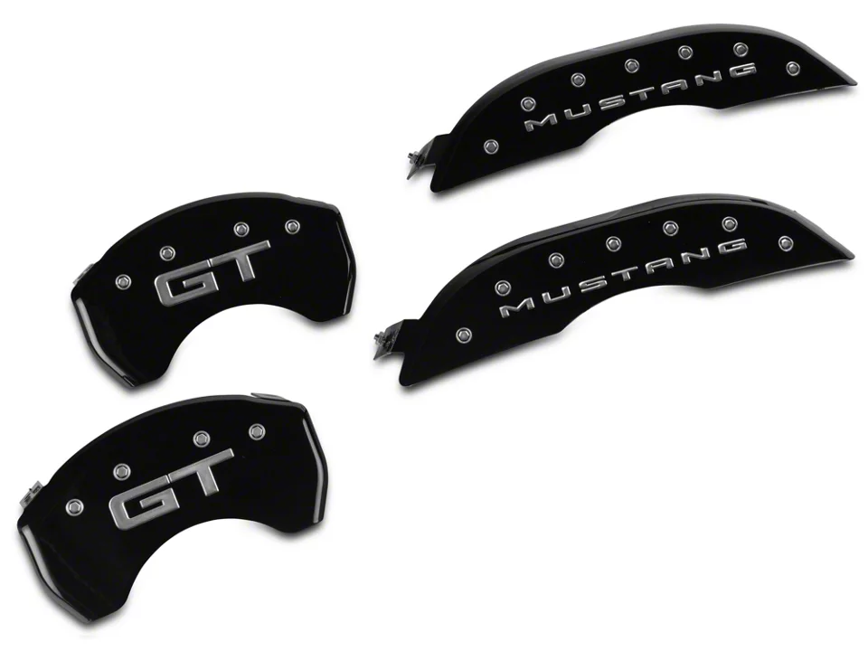 MGP Brake Caliper Covers with GT Logo; Black; Front and Rear