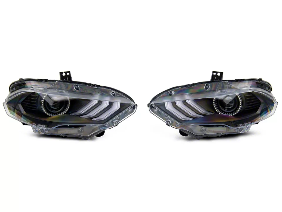 Oracle Black Series Dynamic ColorSHIFT LED Headlights with Sequential Turn Signals; Black Housing; Clear Lens