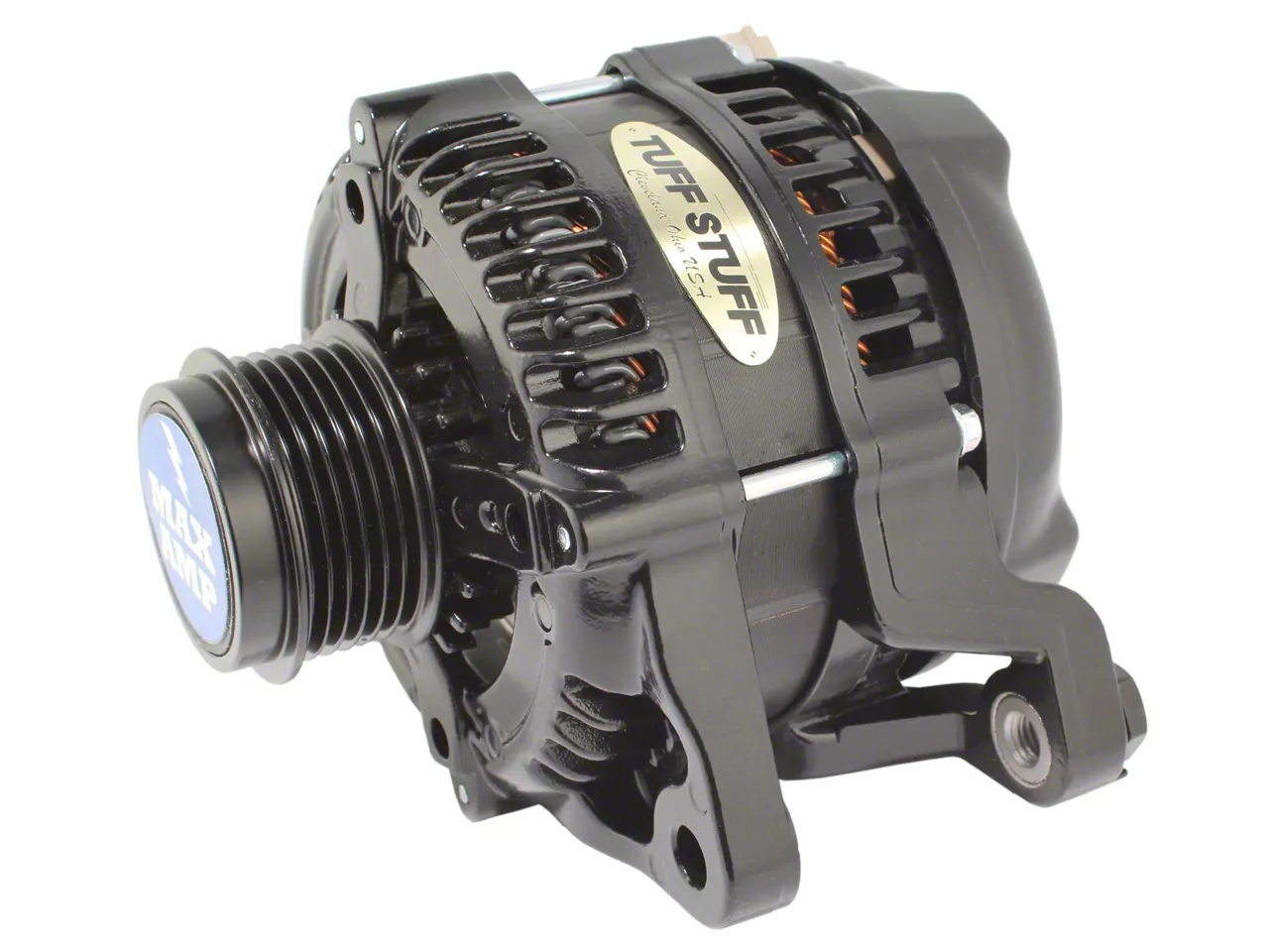 Tuff Stuff Performance Alternator with 6-Groove Pulley; 250 High AMP; Stealth Black