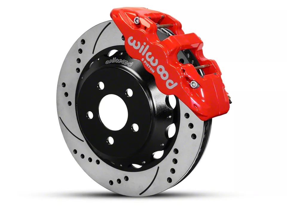 Wilwood AERO6 Front Big Brake Kit with 14-Inch Drilled and Slotted Rotors; Red Calipers