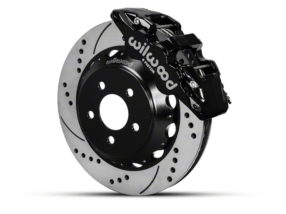 Wilwood AERO6 Front Big Brake Kit with 15-Inch Drilled and Slotted Rotors; Black Calipers